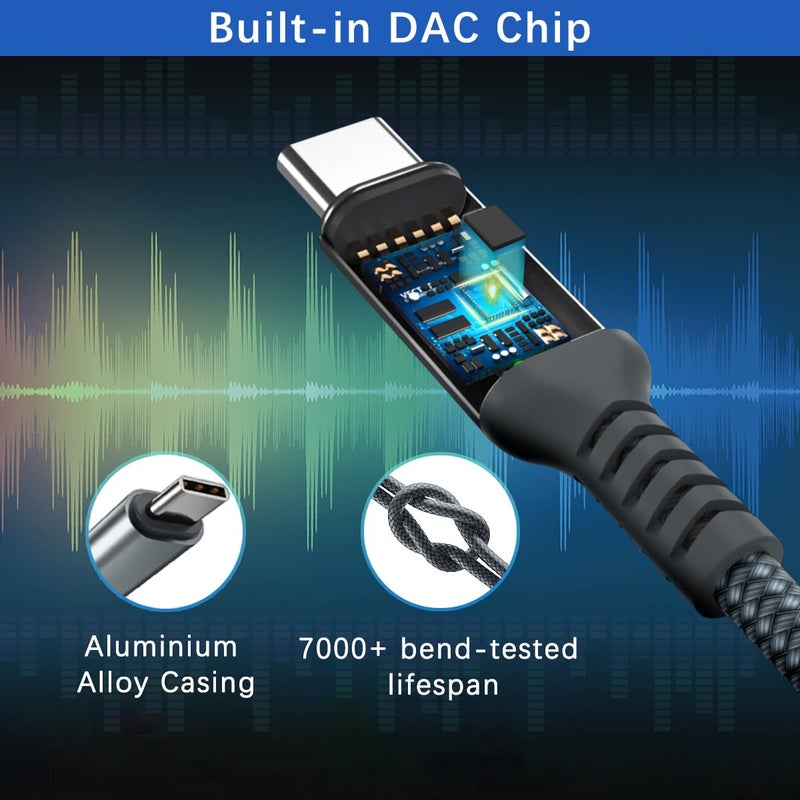 Basesailor محول جاك سماعة الرأس Basesailor لجهاز iPhone 17 16 Pro Max، كابل محول USB Type C إلى 3.5mm أنثوي AUX صوتي - Image 5